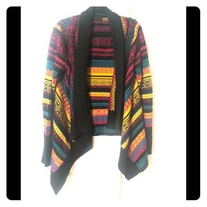 Stripes and Geometric Print Cardigan